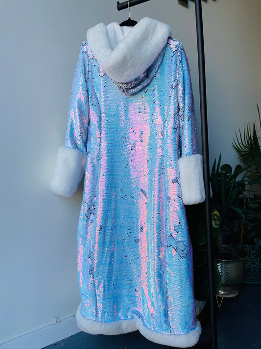 Opal Sequin Faux Fur Lined Coat